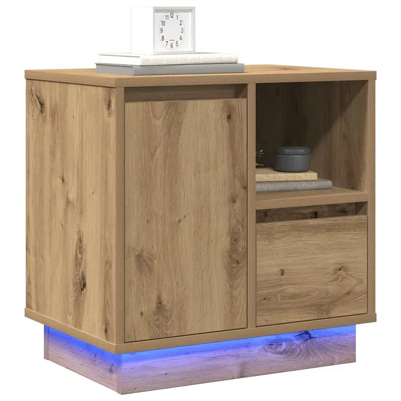 Mesita De Noche - Mesilla De Noche con cajón con Roble Sonoma 50 x 34.5 x 50 cm.