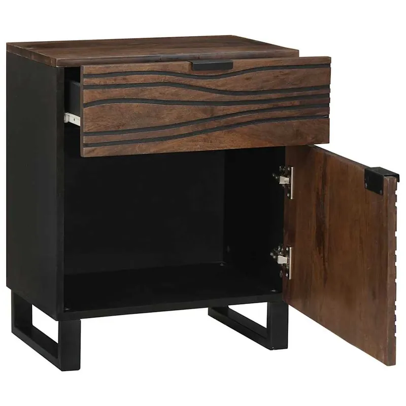Mesita De Noche - Mesilla De Noche Marrón 50 x 33 x 60 cm madera maciza de mango