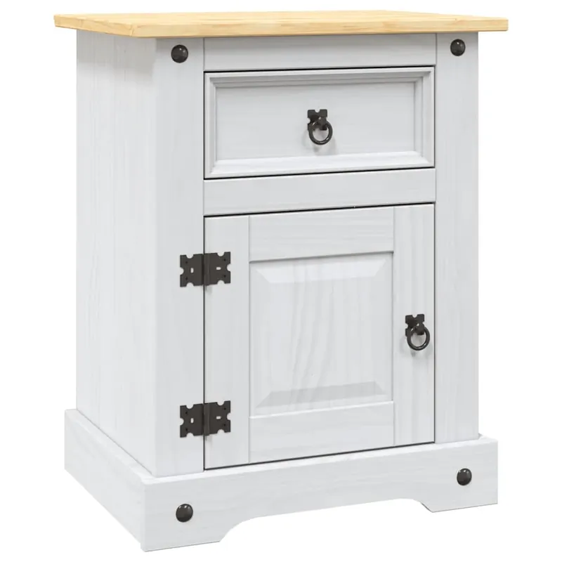Mesita De Noche - Mesilla De Noche Corona Range pino mexicano blanco 53x39x67 cm