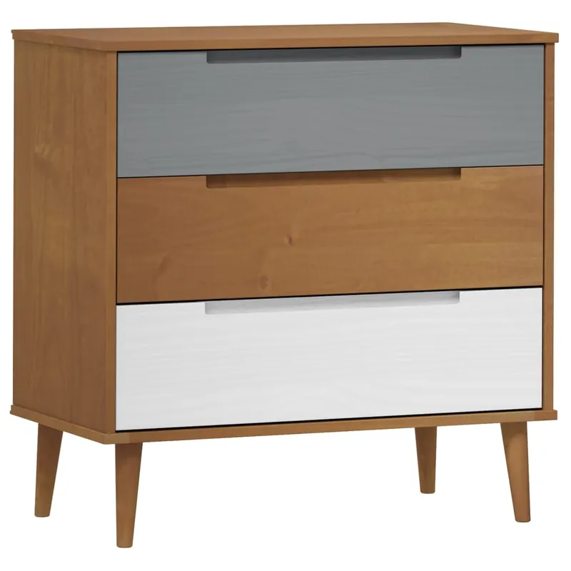 Mesita De Noche Mesilla De Noche - madera maciza de pino marrón 80x40x80 cm