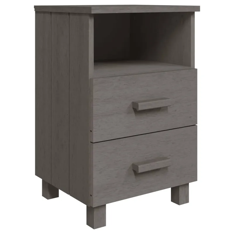 Mesita De Noche Mesilla De Noche - madera pino maciza gris claro 40x35x62 cm