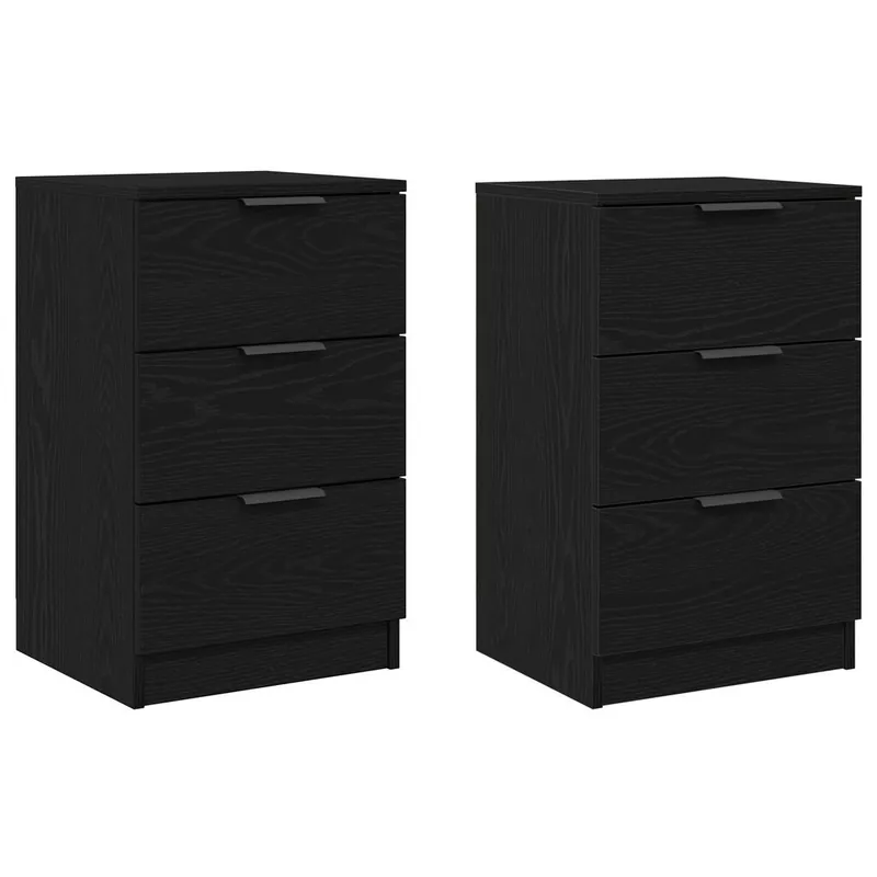 Juego de Mesitas de noche - Armarios de Noche con cajón Roble negro 40 x 65 x 65 cm