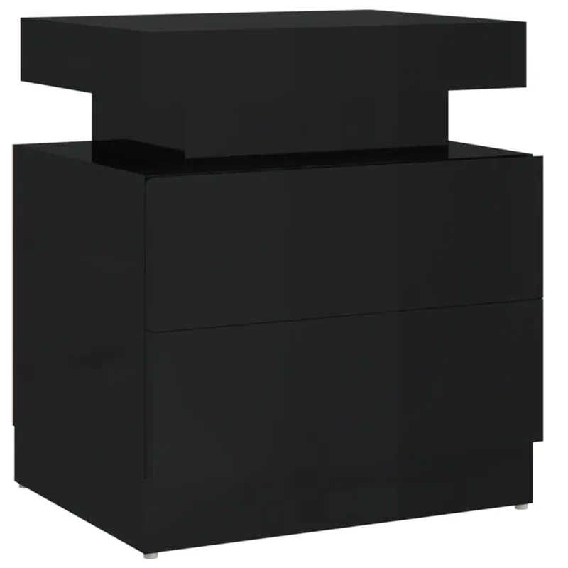 Mesita De Noche Mesilla De Noche - madera de ingeniería negro brillo 45x35x52 cm