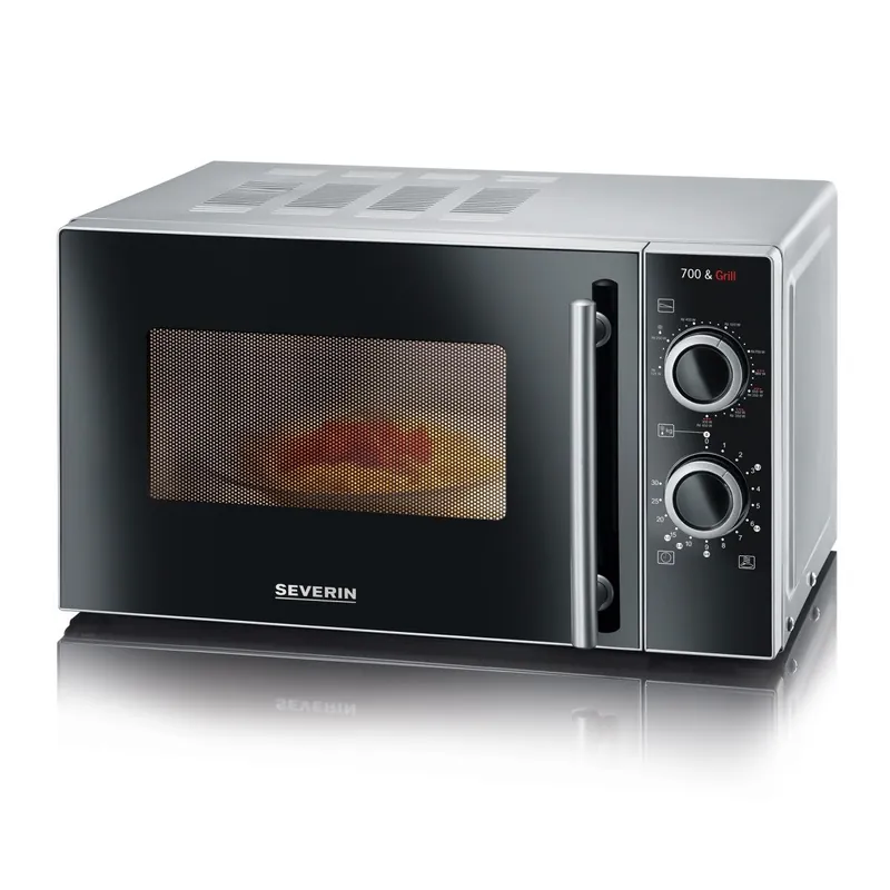 SEVERIN Microondas con grill 2 en 1, horno microondas con 9 programas, microondas potente con rejilla y plato giratorio, plateado/negro, 700 W, 20 L, MW 7771 - Electrodomésticos