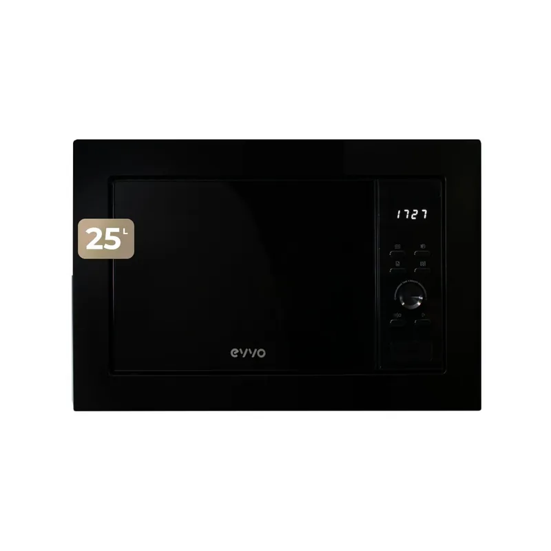 EVVO Microondas integrable Mi35 Negro, 25L, grill 1000W, 8 funciones, multifunción, temporizador 60 min, display digital, negro - Electrodomésticos
