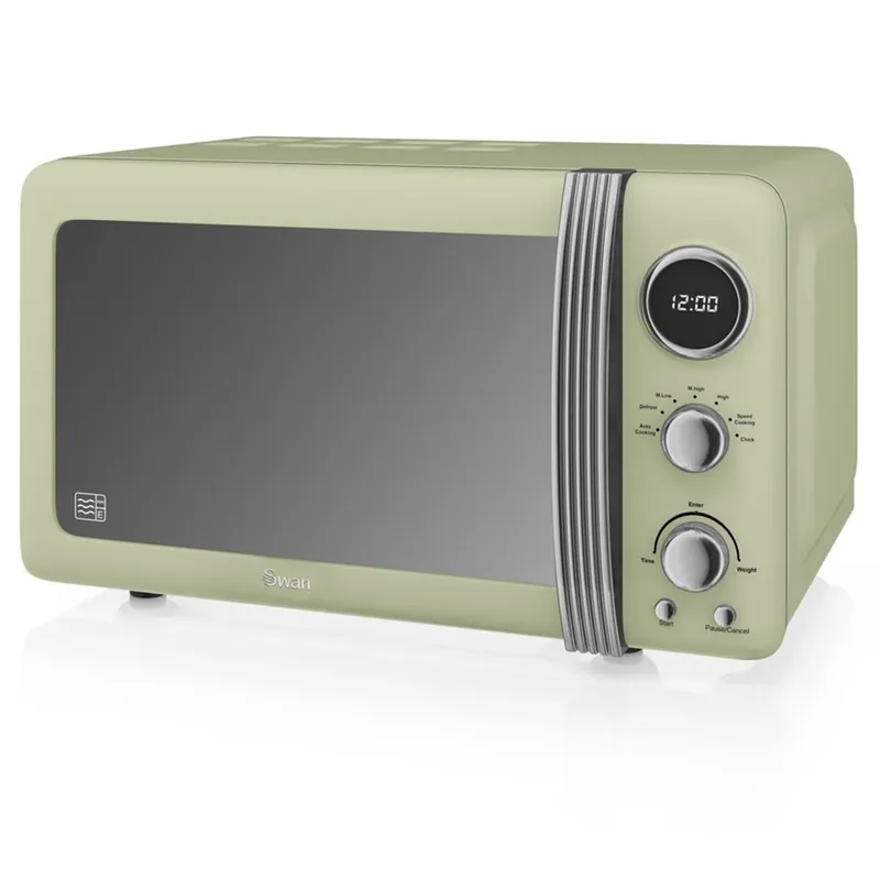 SWAN SM22030CNEU Retro Microondas Digital 20L, 5 Niveles de Potencia, Función Descongelación Temporizador 60 Min, 800, Crema - Electrodomésticos