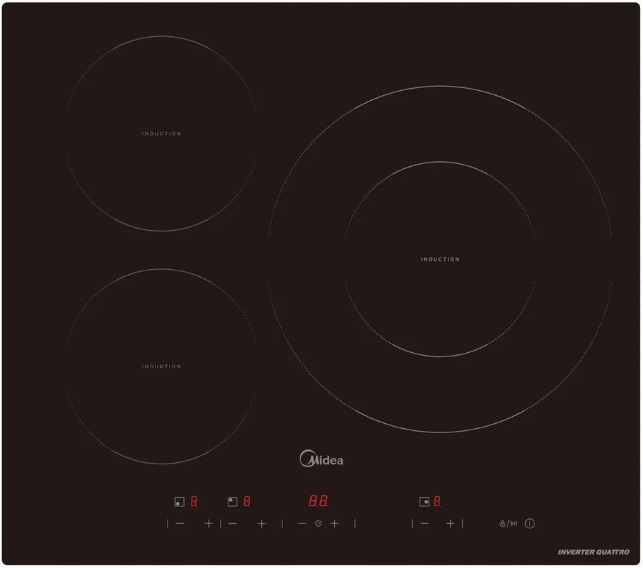 Midea MIH740T467K0 Placa de inducción , 3 zonas, Ancho 60 cm, Negra - Electrodomésticos