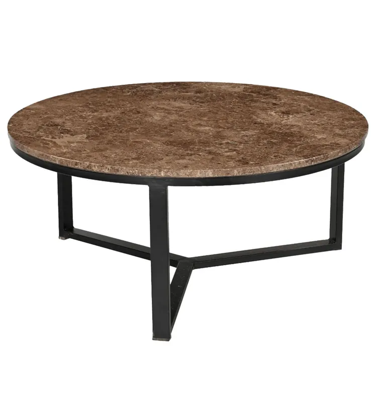 Mesa de centro redonda D.60 cm en mármol emperador - Muebles