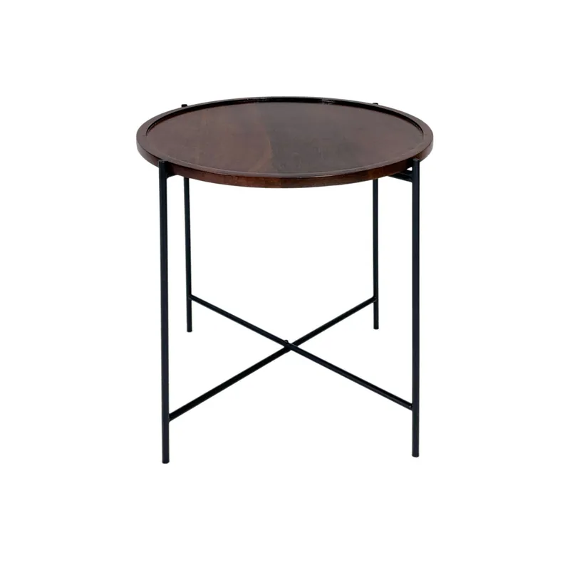 Mini mesa metal y madera BERNET 48x42cm - Muebles
