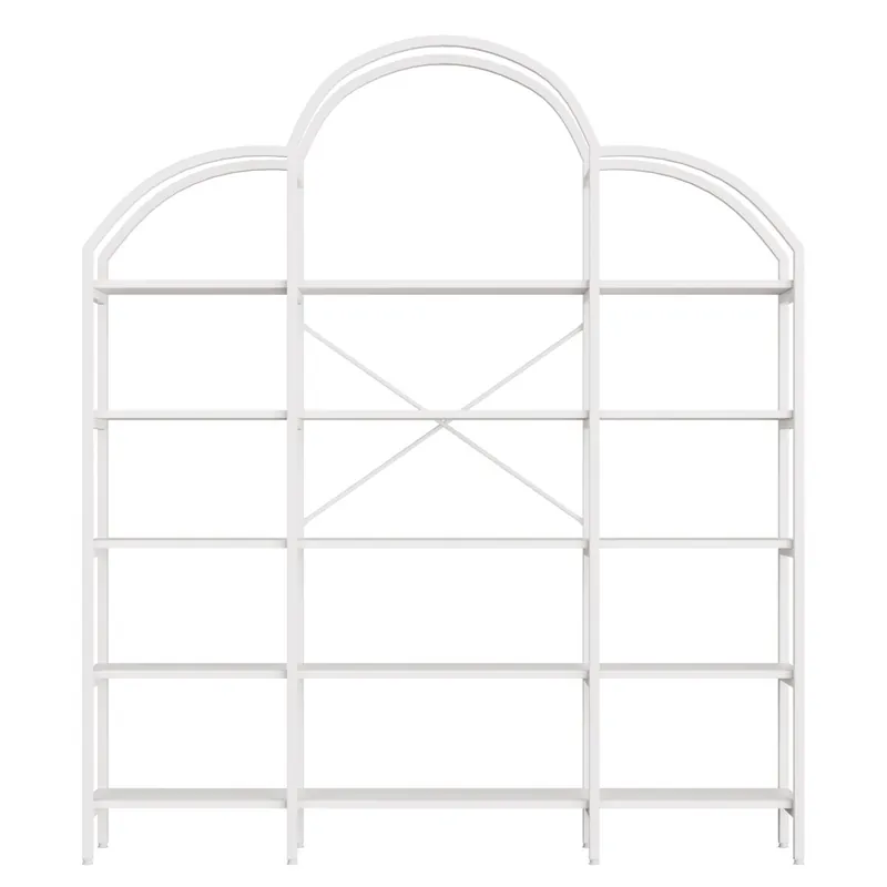 Estantería 170x26x190 cm - 5 niveles, diseño nube, acero y MDF, fácil montaje - Blanco