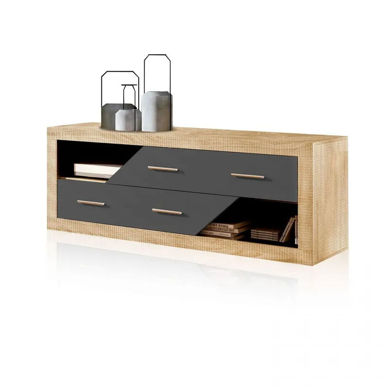 Módulo bajo Nuka 2 cajones Cambria - Blanco 130 x 50 x 41,4 cm