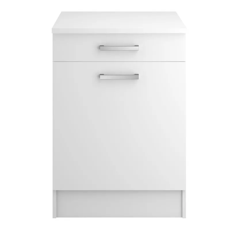 Módulo bajo UNO de 60cm 1 puerta y 1 cajón blanco mate - Muebles