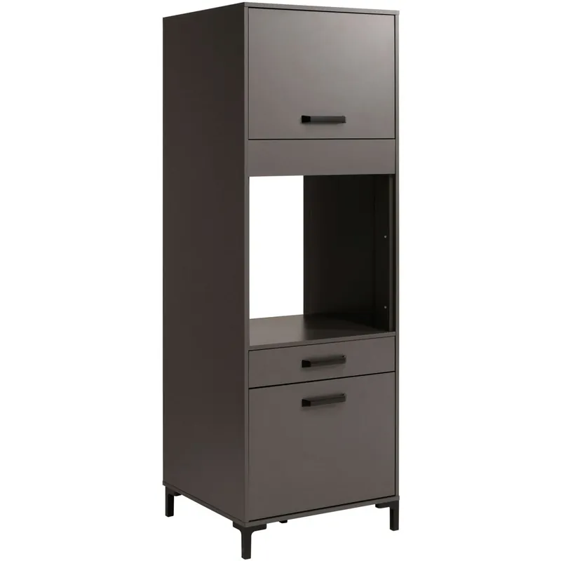 Columna de Horno de Cocina Smoke Estilo Industrial en Color Gris con 1 Cajón y 2 Puertas 63x188x60 cm - Muebles