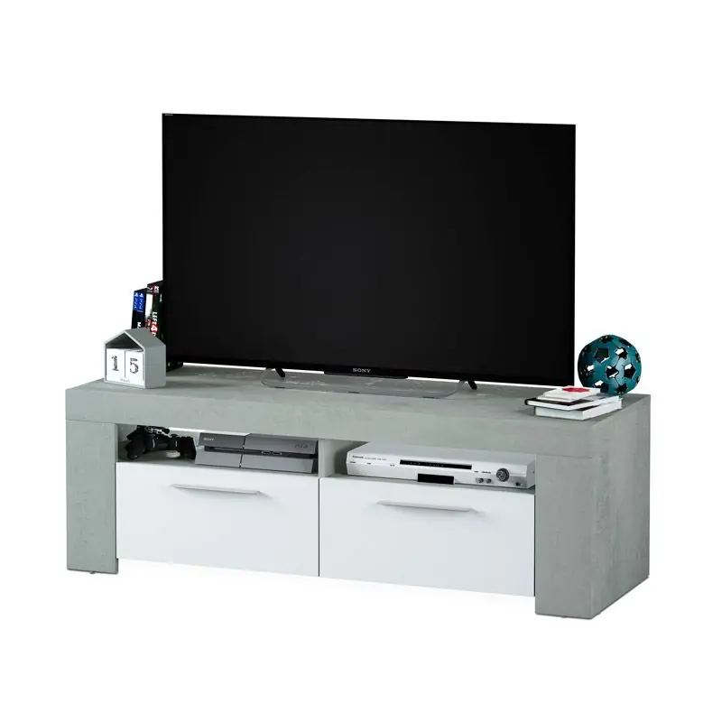 Mueble TV Ambit Blanco Artik (Blanco Mate) - Gris Cemento 120 x 40 x 42 cm