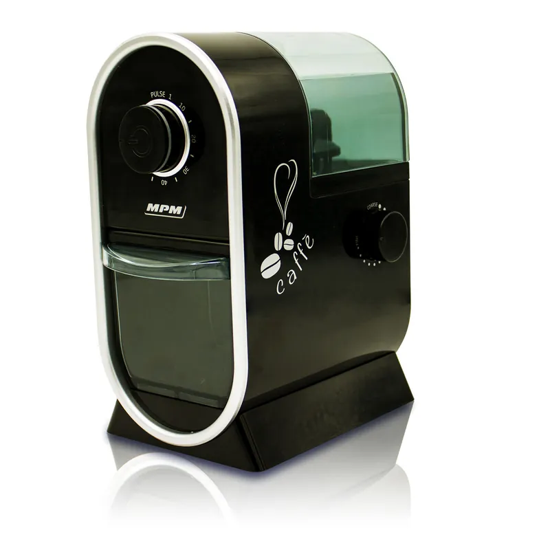 MPM MMK-05 Molinillo Café Profesional Eléctrico, Sistema de Muelas, 17 Niveles Molido, 60 gr, Temporizador, 100, Negro