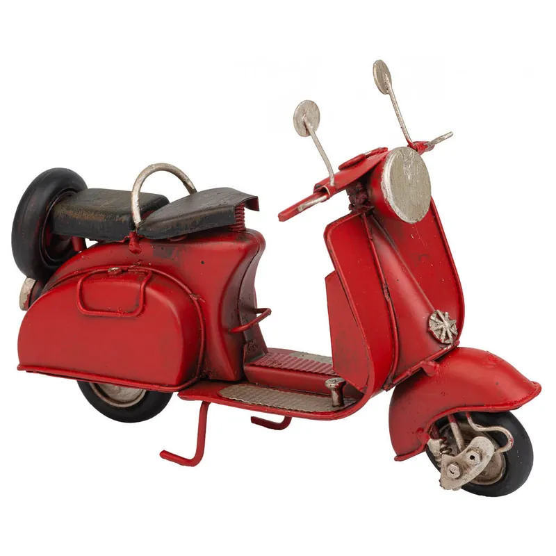 Moto de metal en color rojo de 17x7x11h cm - Decoración
