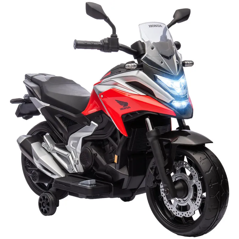 AIYAPLAY Moto Eléctrica para Niños de +3 Años con Licencia Honda Motocicleta de Batería 12V con USB MP3 Luz LED Moto para Niños con Velocidad 3 km/h Carga 30 kg Rojo - Electrónica