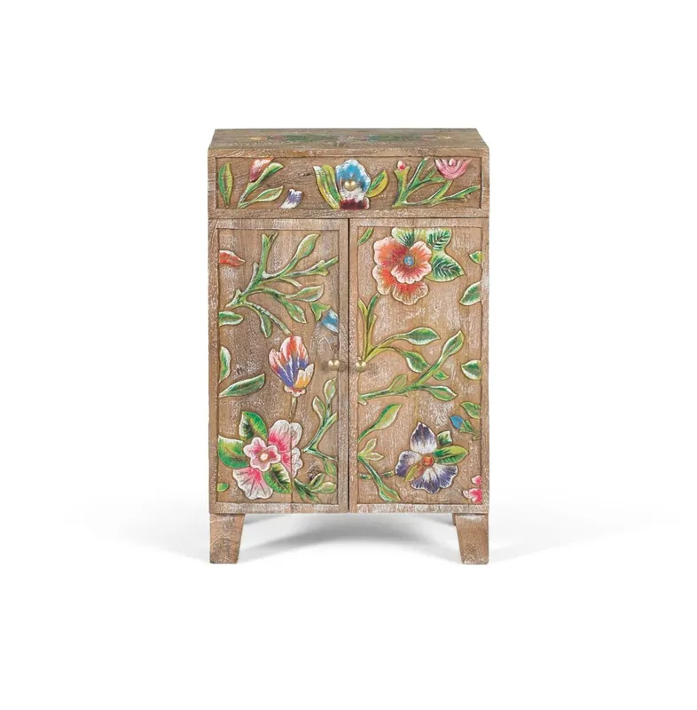 Mueble auxiliar en madera de mango y detalles pintados a mano - Muebles