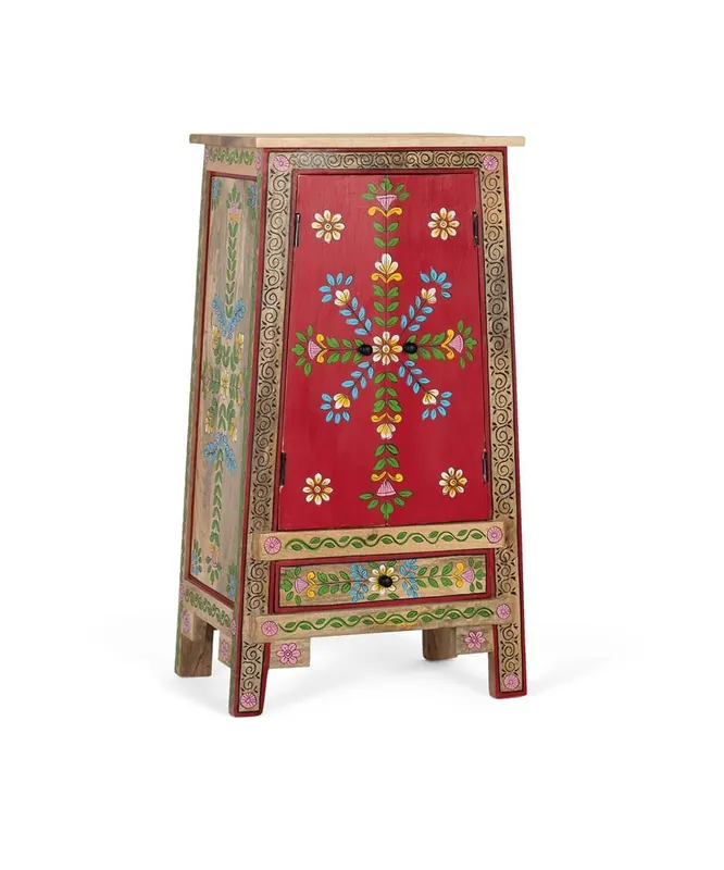 Mueble auxiliar fabricado en una combinación de madera de mango y MDF, cuenta con dos puertas y un cajón. - Muebles