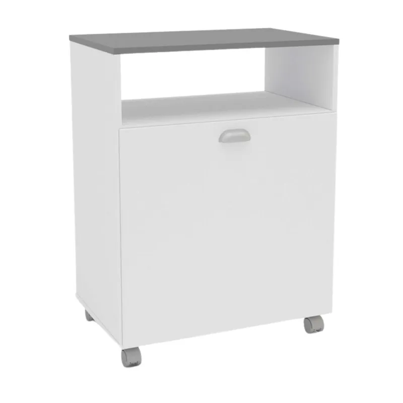 Mueble Auxiliar Lavandería Con Ruedas Color Blanco Con Tapa Gris 80x61 cm - Muebles