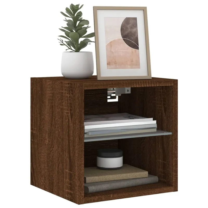 Mueble auxiliar Sifly 2 estantes luz LED gris 30x30x28,5 cm - Muebles