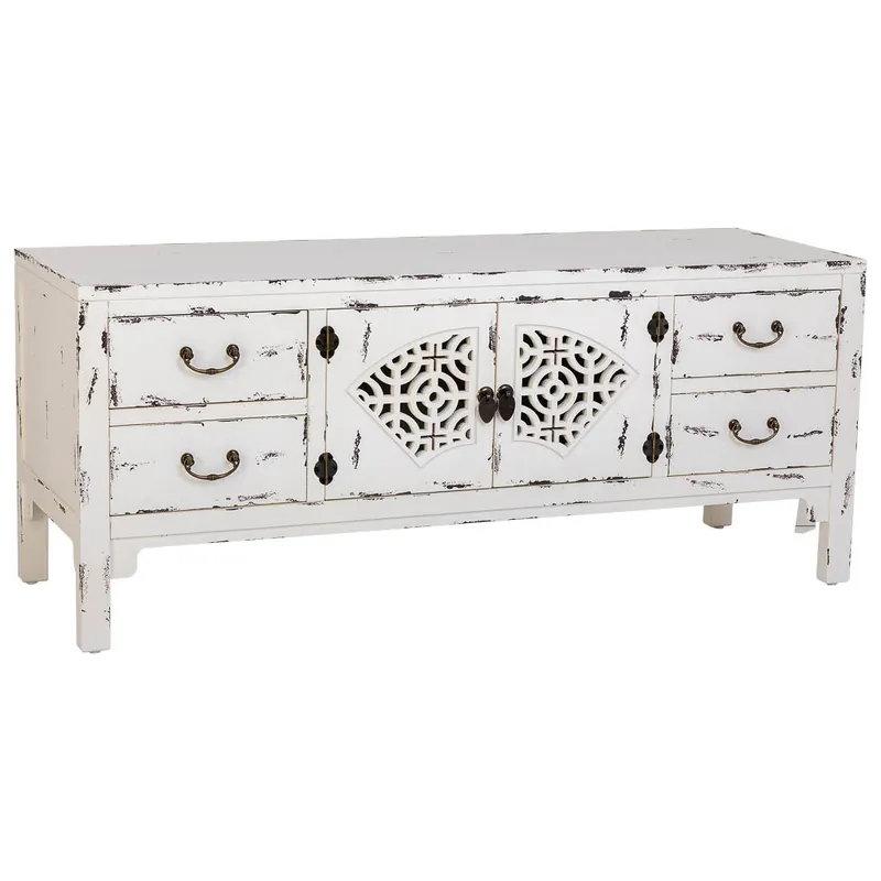 Mueble bajo de madera lacado blanco 120x40x50h cm - Muebles