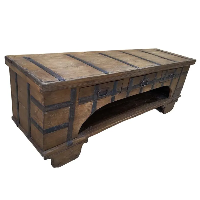 Mueble bajo de madera artesanal 165-175x45x57h cm