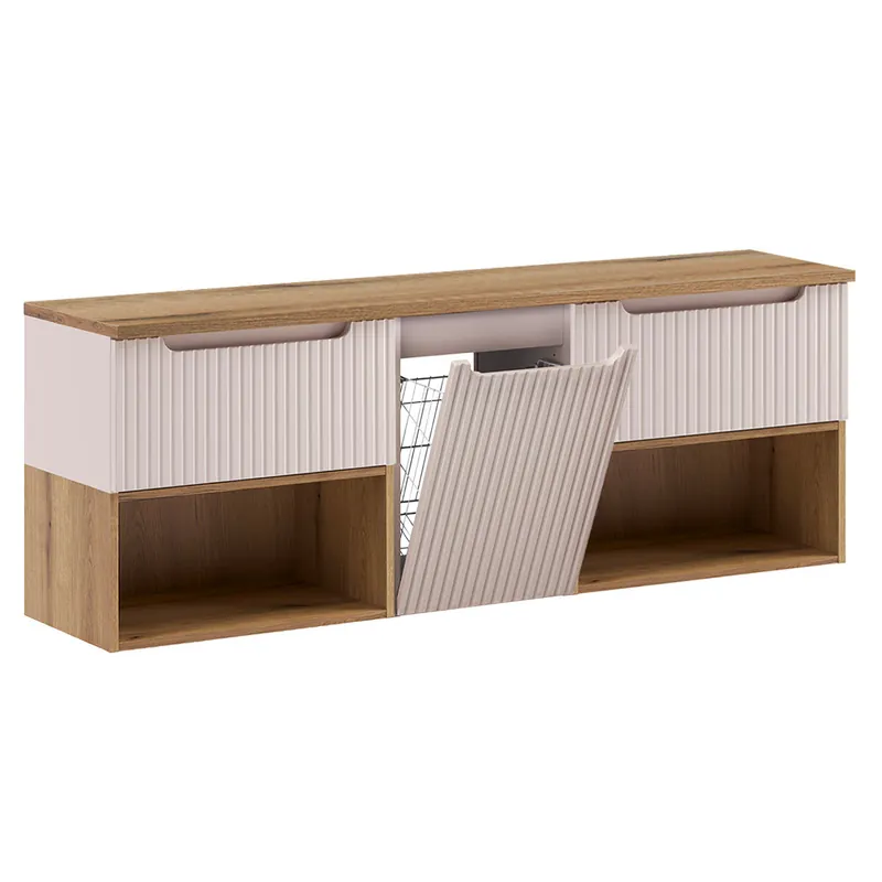 Mueble bajo lavabo 160cm cesto lavandería Riva Cachemira y Madera - Baño