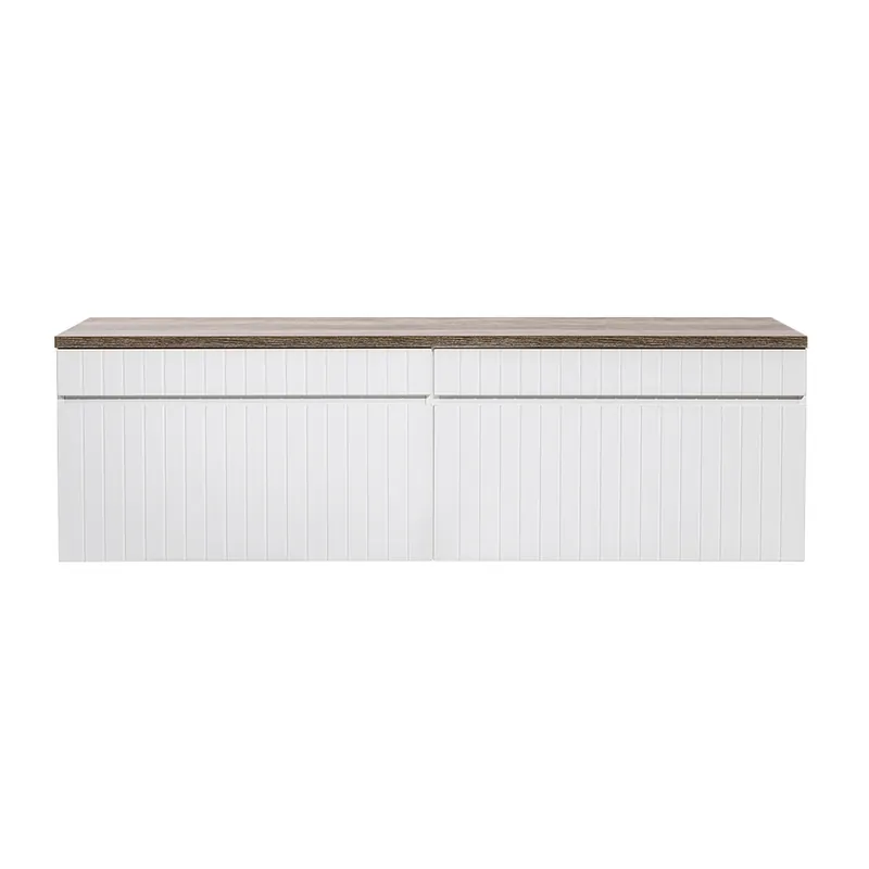 Mueble bajo lavabo 160cm y encimera Zelie Blanco y Madera - Baño
