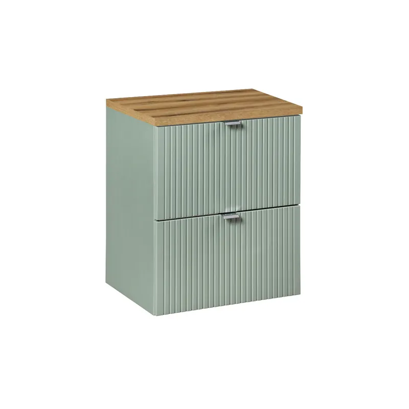 Mueble bajo lavabo 50cm 2 cajones encimera Jade Verde y Madera - Baño