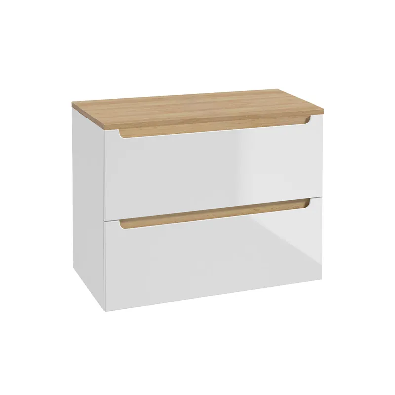 Mueble bajo lavabo 80cm 2 cajones encimera Livia Blanco y Madera - Baño
