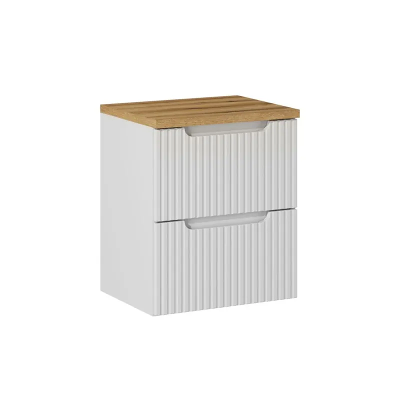 Mueble bajo lavabo 50cm 2 cajones encimera Riva Blanco y Madera - Baño