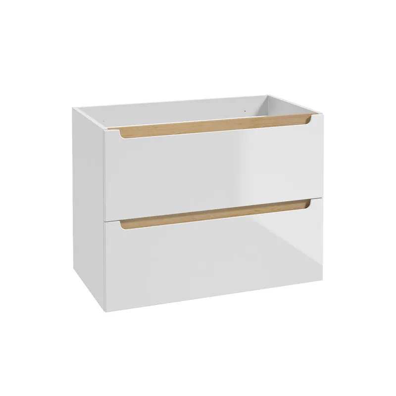 Mueble bajo lavabo 80cm 2 cajones Livia Blanco y Madera - Baño