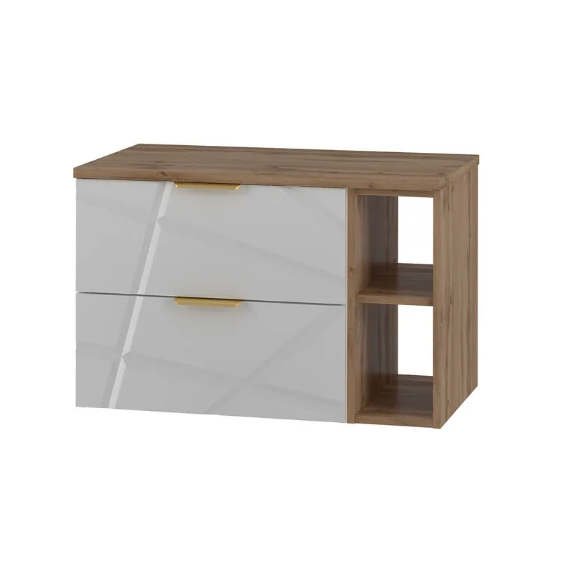 Mueble bajo lavabo 80cm 2 compartimientos encimera Aurora Blanco y Madera - Baño