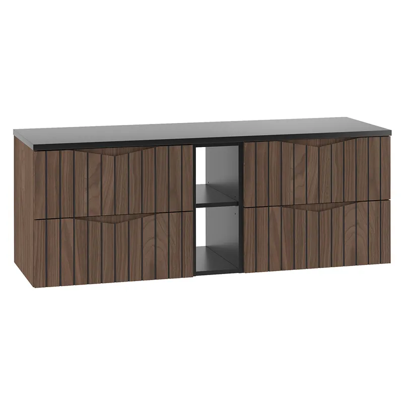 Mueble bajo lavabo 140cm 2 compartimientos encimera Siena madera y negro - Baño