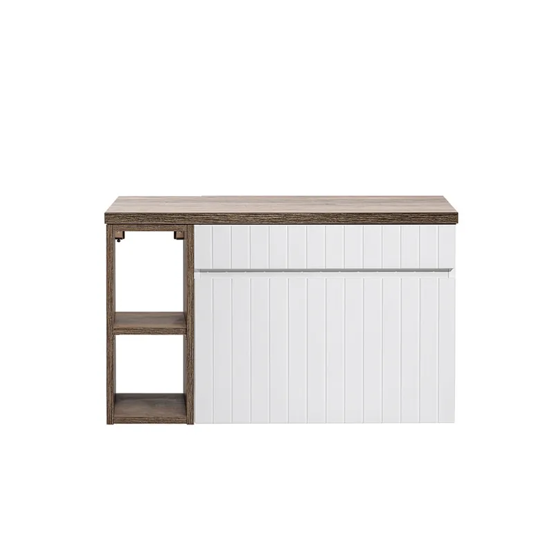 Mueble bajo lavabo 80cm 2 nichos Zelie Blanco y Madera - Baño
