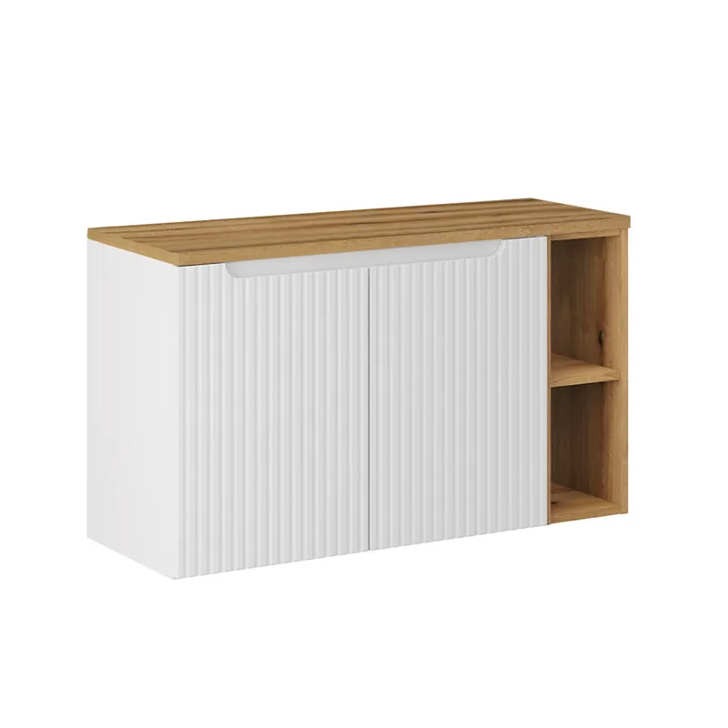 Mueble bajo lavabo 100cm 2 puertas 2 compartimientos Riva Blanco y Madera - Baño