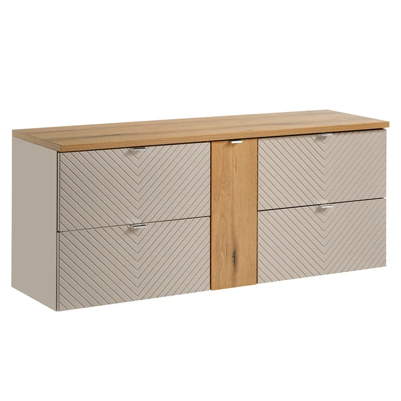 Mueble bajo lavabo 140cm 4 cajones 1 puerta Manoa Cachemira y madera - Baño