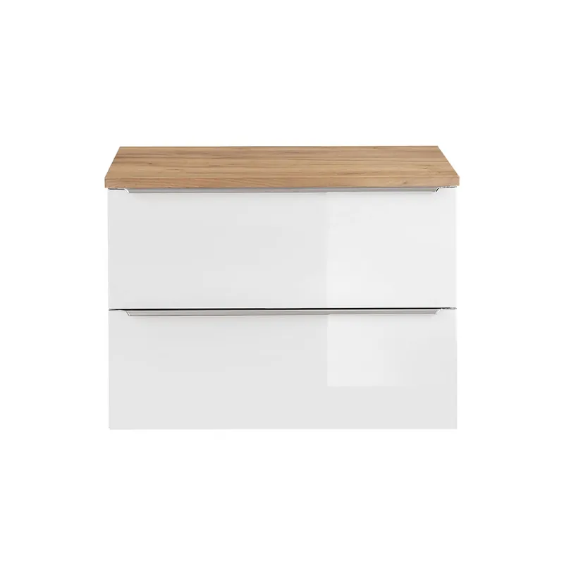 Mueble bajo lavabo April 80cm Blanco y Madera - Baño