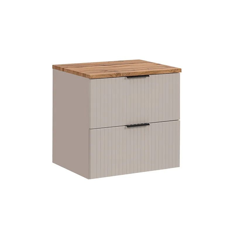 Mueble bajo lavabo 60cm encimera Adriel Negro y Madera - Baño