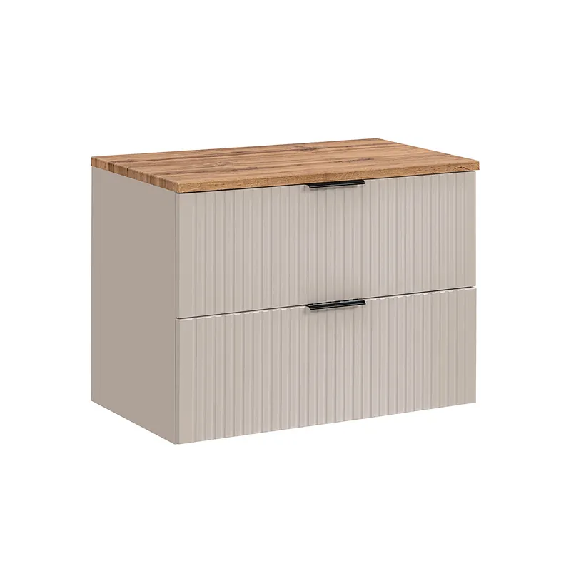 Mueble bajo lavabo 80cm encimera Adriel Negro y Madera - Baño