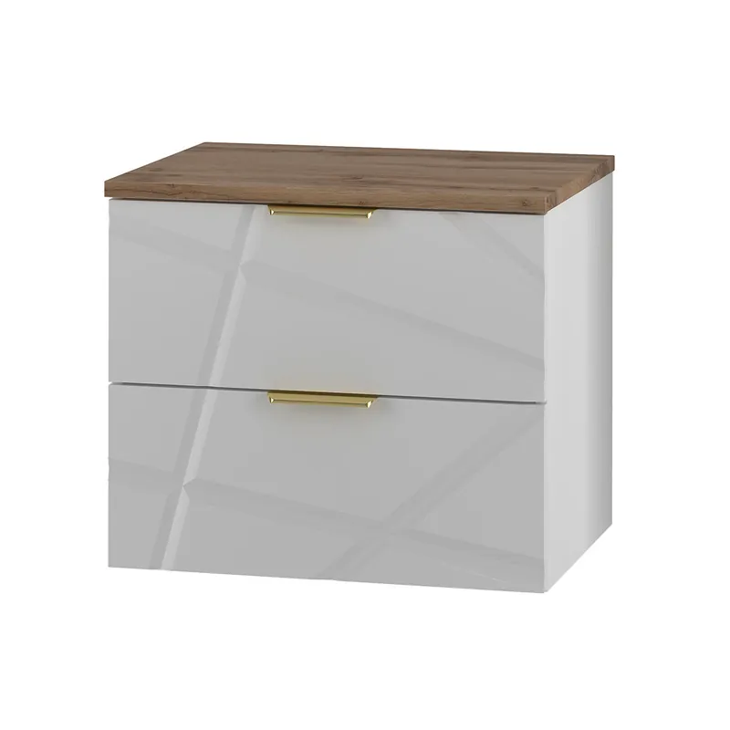Mueble bajo lavabo 60cm encimera Aurora Blanco y Madera - Baño
