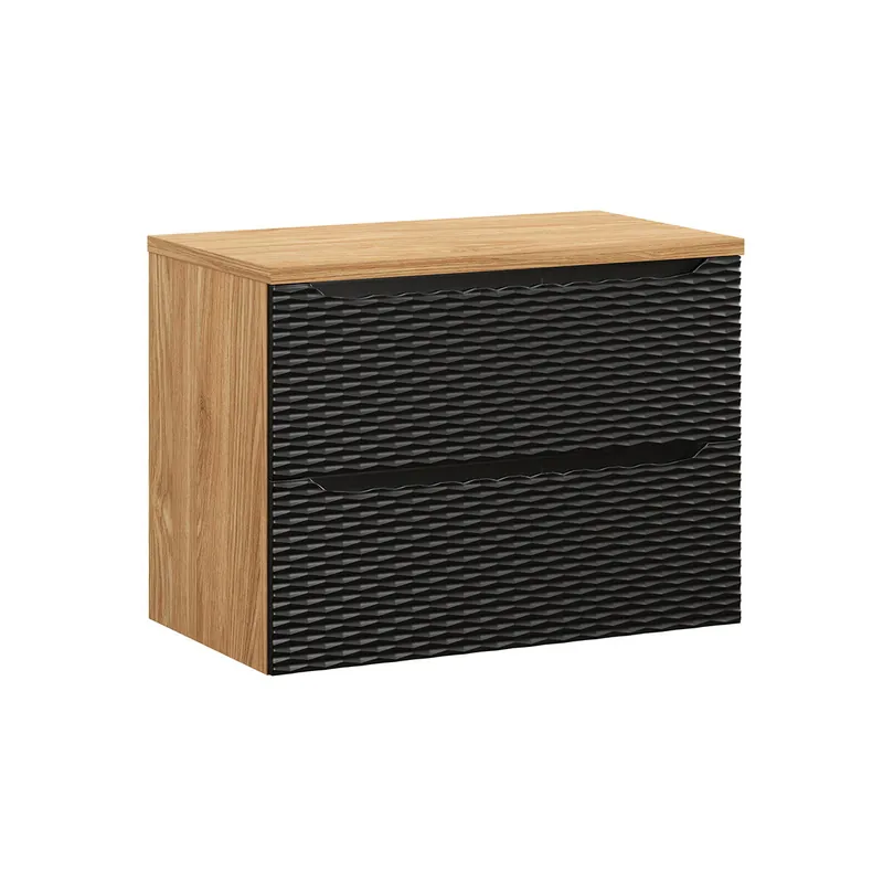 Mueble bajo lavabo 80cm encimera Elora Negro y madera - Baño