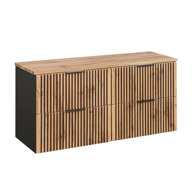 Mueble bajo lavabo 120cm encimera Gaia Madera y Negro - Baño