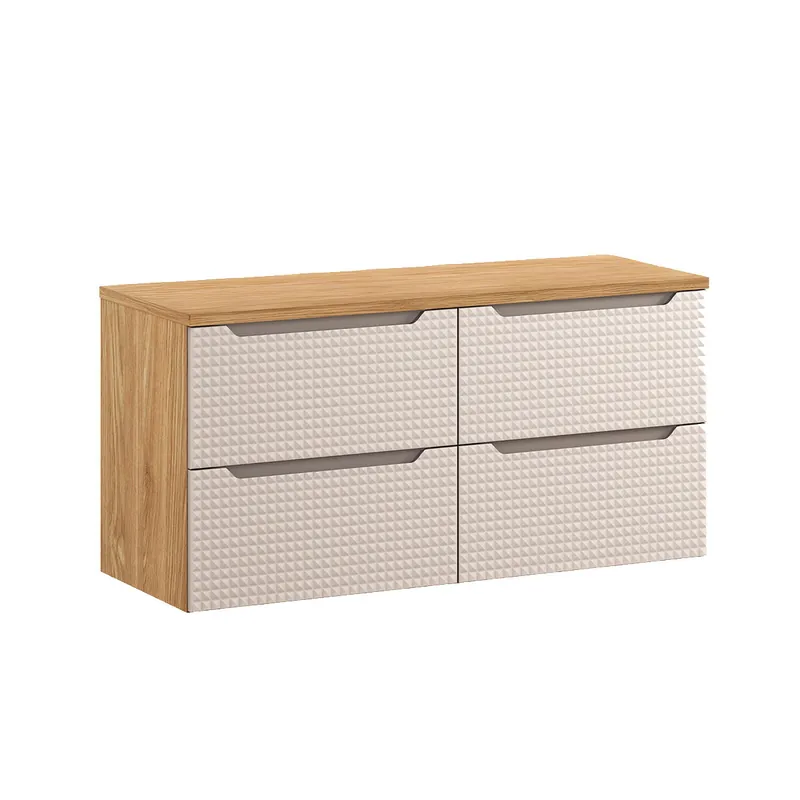 Mueble bajo lavabo 120cm encimera Mallory Beige y madera - Baño