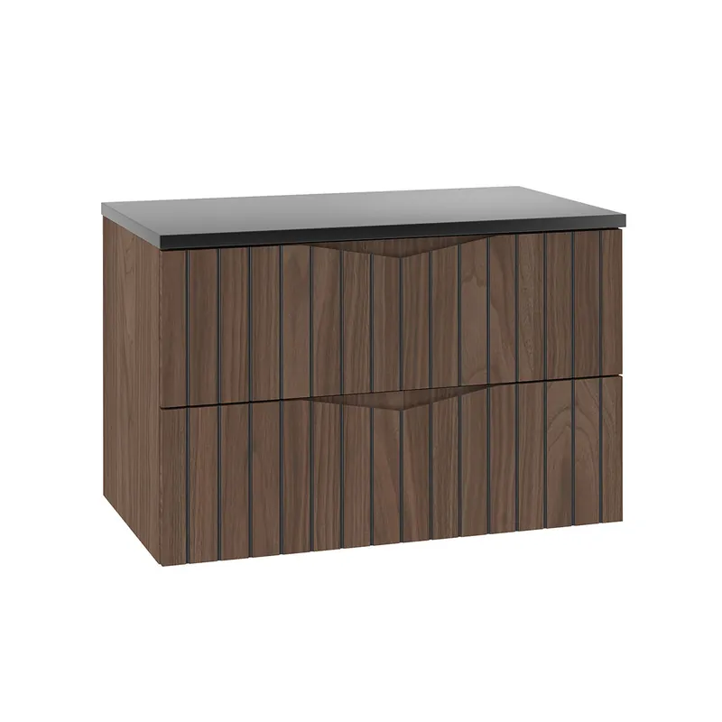 Mueble bajo lavabo 80cm encimera Siena madera y negro - Baño