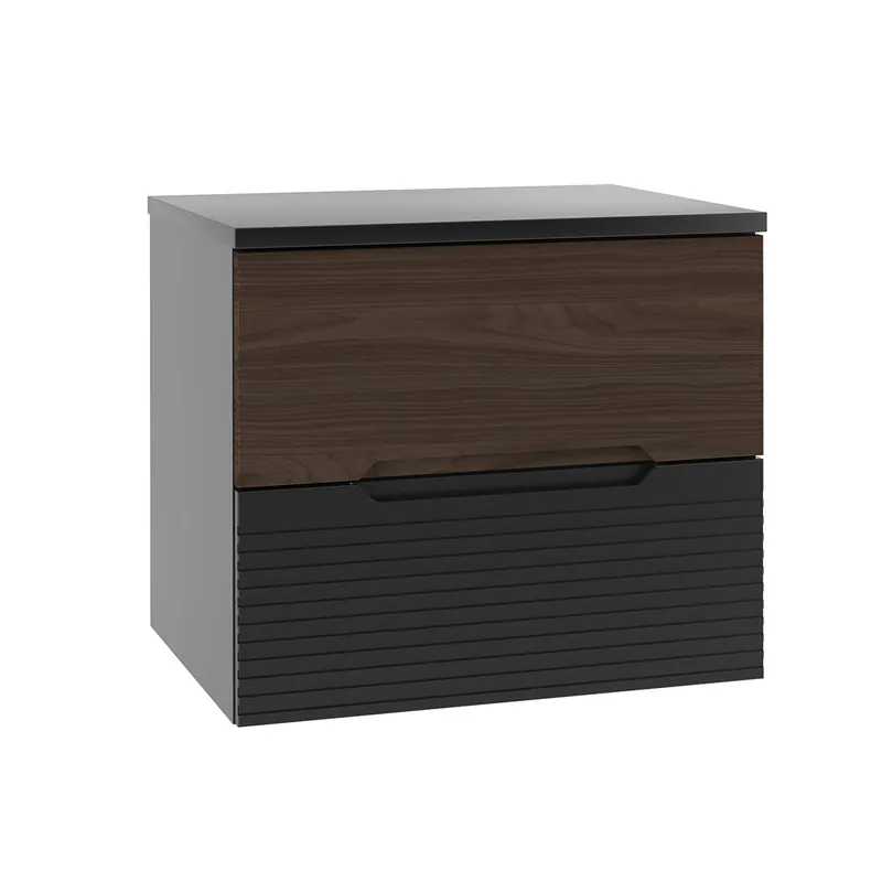 Mueble bajo lavabo 60cm encimera Sylla Negro y madera - Baño