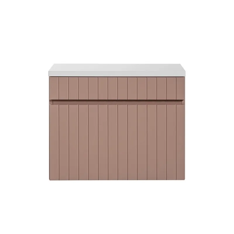 Mueble bajo lavabo 60cm y encimera Zelie rosado y blanco - Baño
