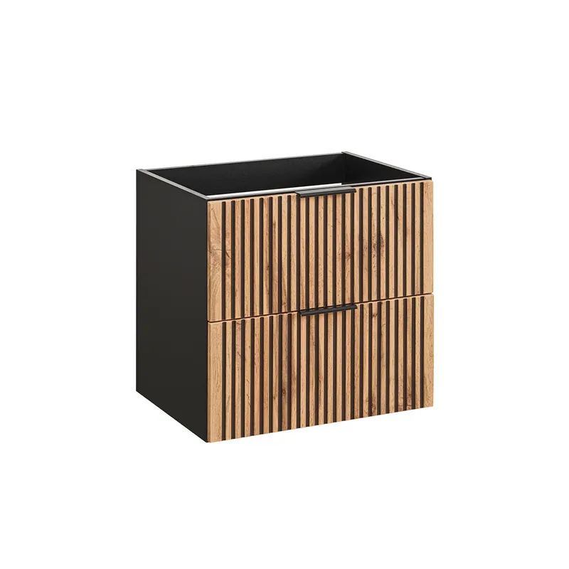 Mueble bajo lavabo 60cm Gaia Madera y Negro - Baño