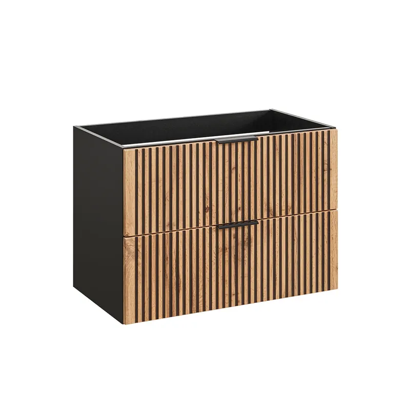 Mueble bajo lavabo 80cm Gaia Madera y Negro - Baño